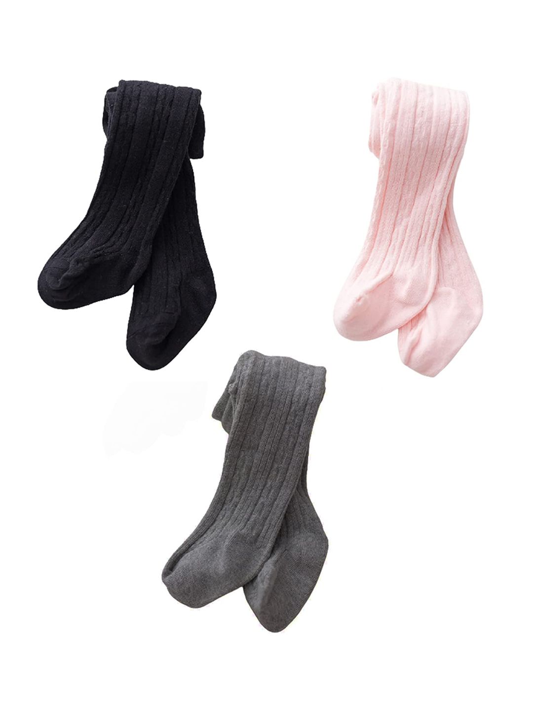 SYGA Girls Pack Of 3 Self-Design Knitted Tights-picture-54