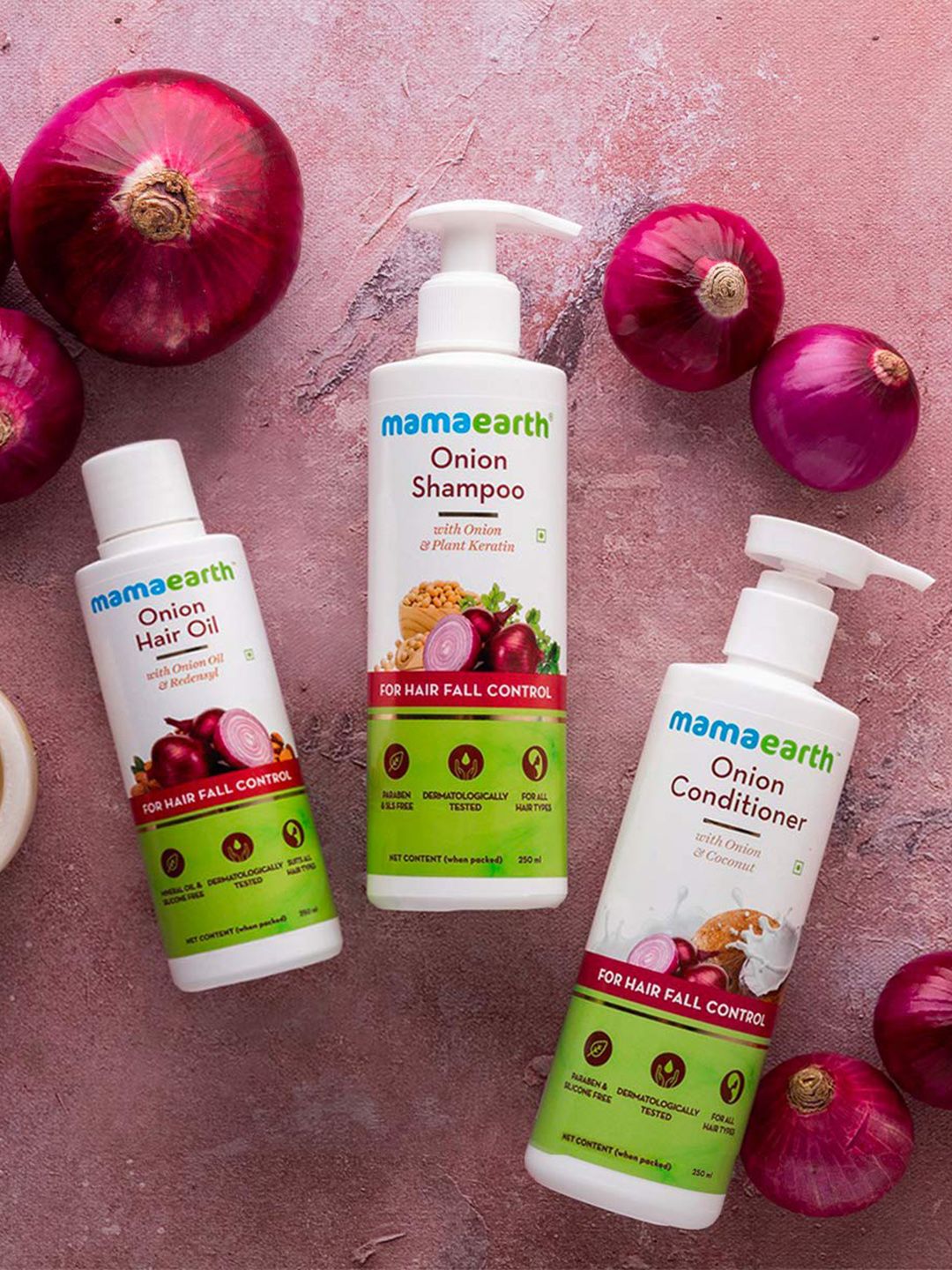 Mamaearth 3-Pcs Onion Hair Oil-Shampoo & Conditioner Combo 250ml Each-picture-12
