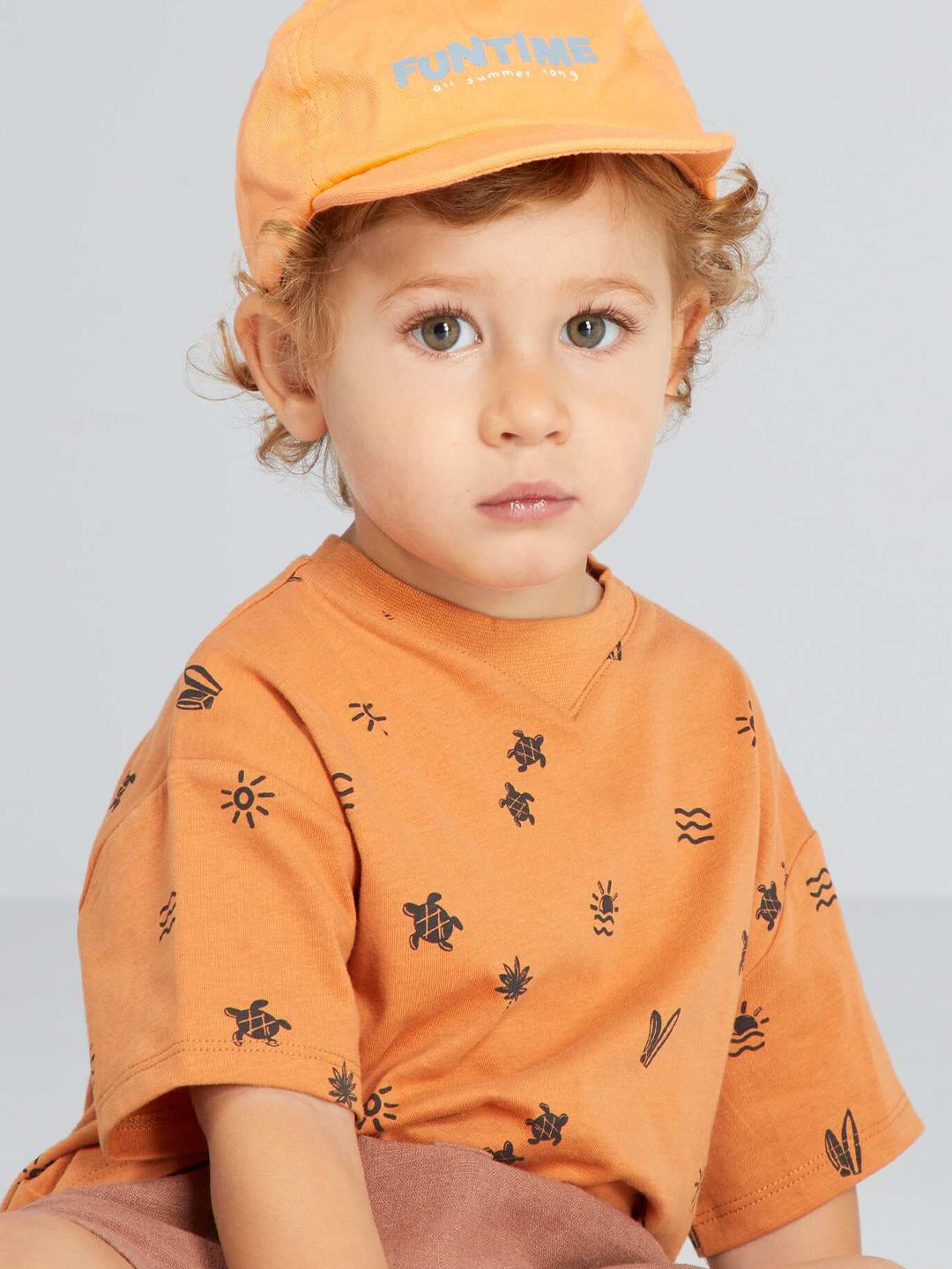 KIABI Boys Printed Mandarin Collar Extended Sleeves Applique T-shirt-picture-50
