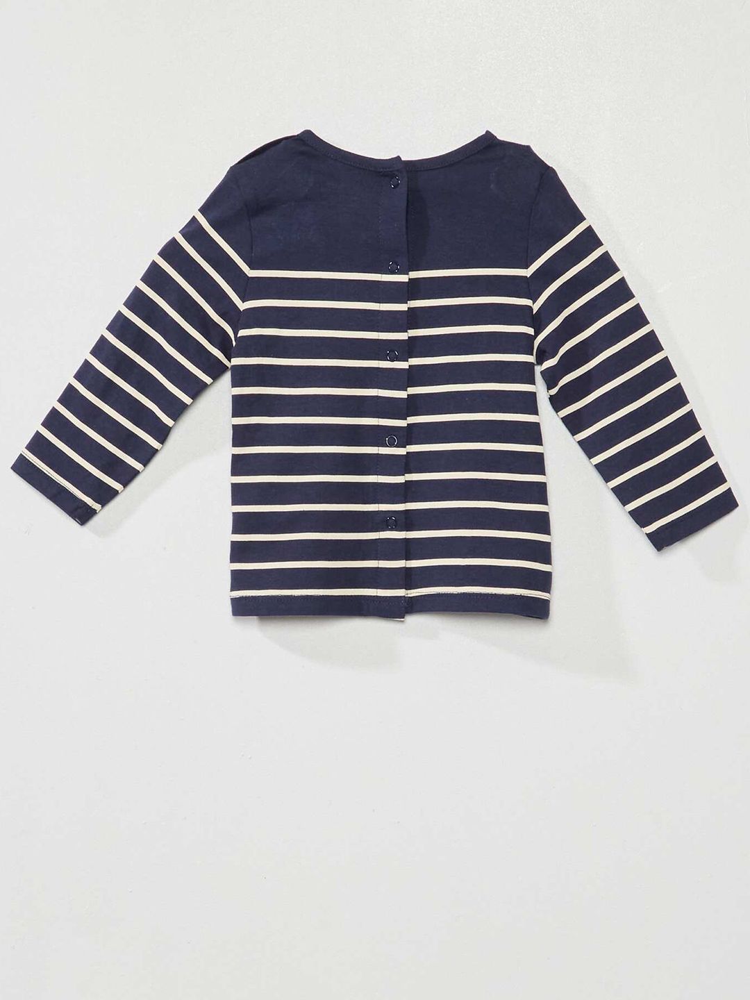 KIABI Boys Cotton Striped Drop Shoulder Sleeves Tshirt-picture-15