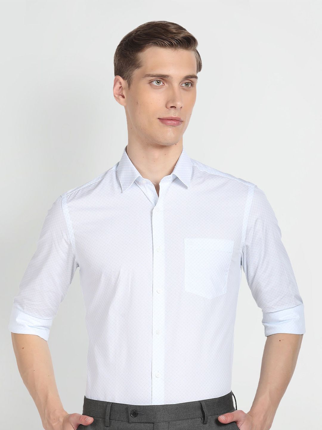 Arrow Spread Collar Long Sleeves Slim Fit Cotton Formal Shirt-picture-30