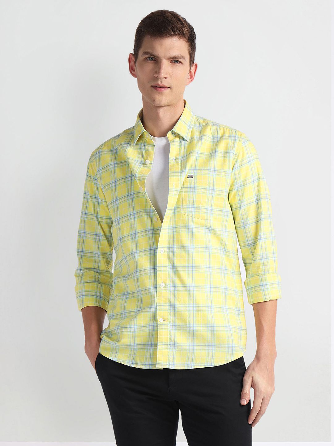 Arrow Sport Manhattan Slim Fit Tartan Checked Twill Casual Shirt-image-7