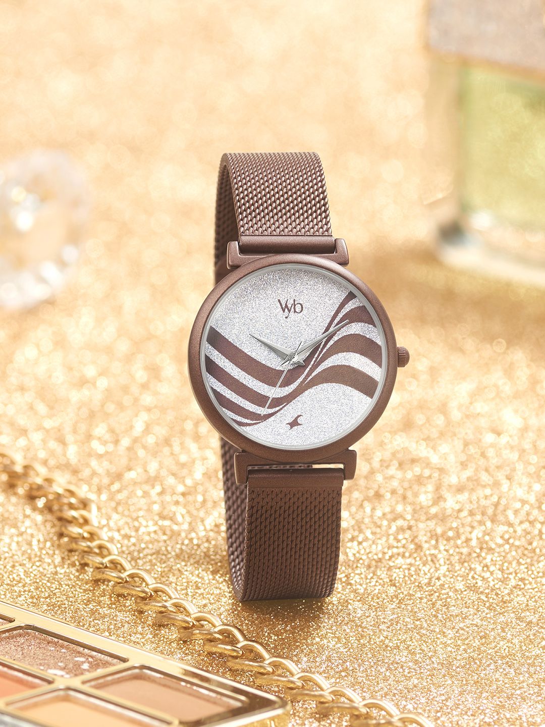 Fastrack Vyb Seeker Women Textured Stainless Steel Analogue Watch FV60013QM01W-image-5