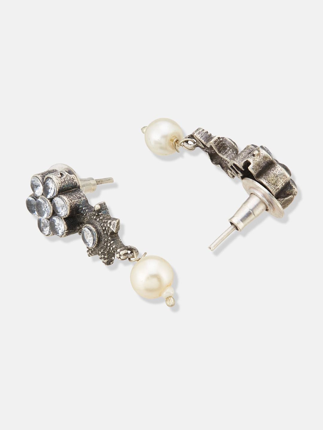 ATIBELLE German Silver-Plated Stone Studded Floral Shaped Jewellery Set