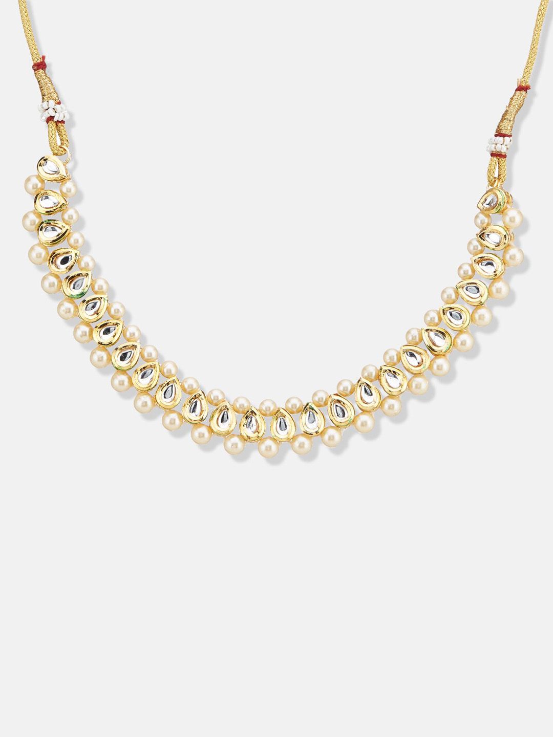 ATIBELLE Gold-Plated Kundan-Studded & Pearl-Beaded Jewellery Set