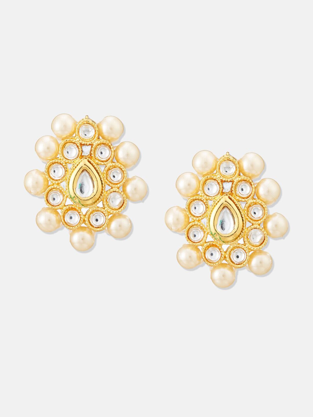 ATIBELLE Gold-Plated Kundan-Studded & Pearl-Beaded Jewellery Set