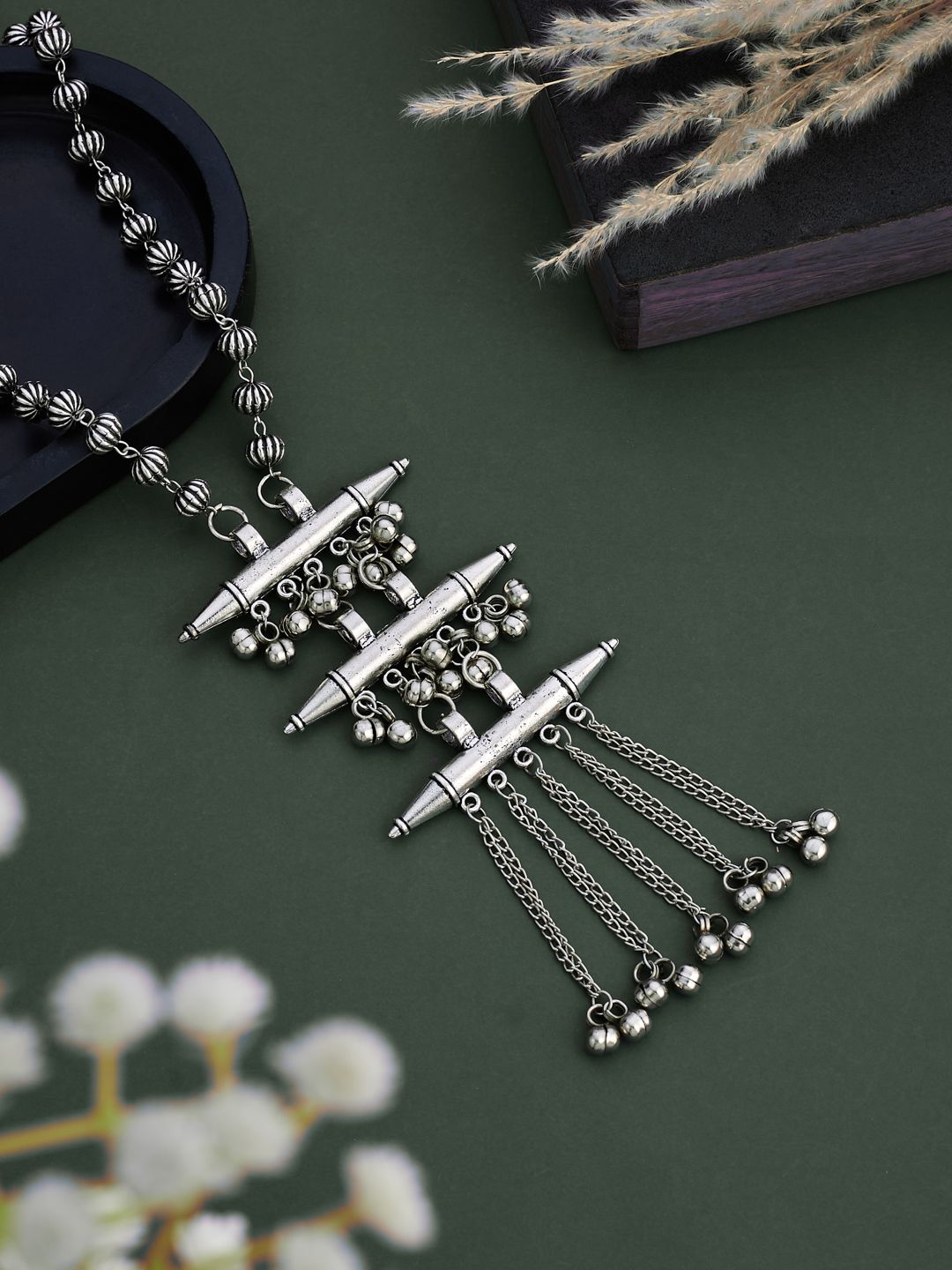 ATIBELLE Silver-Plated German Silver Beaded Necklace