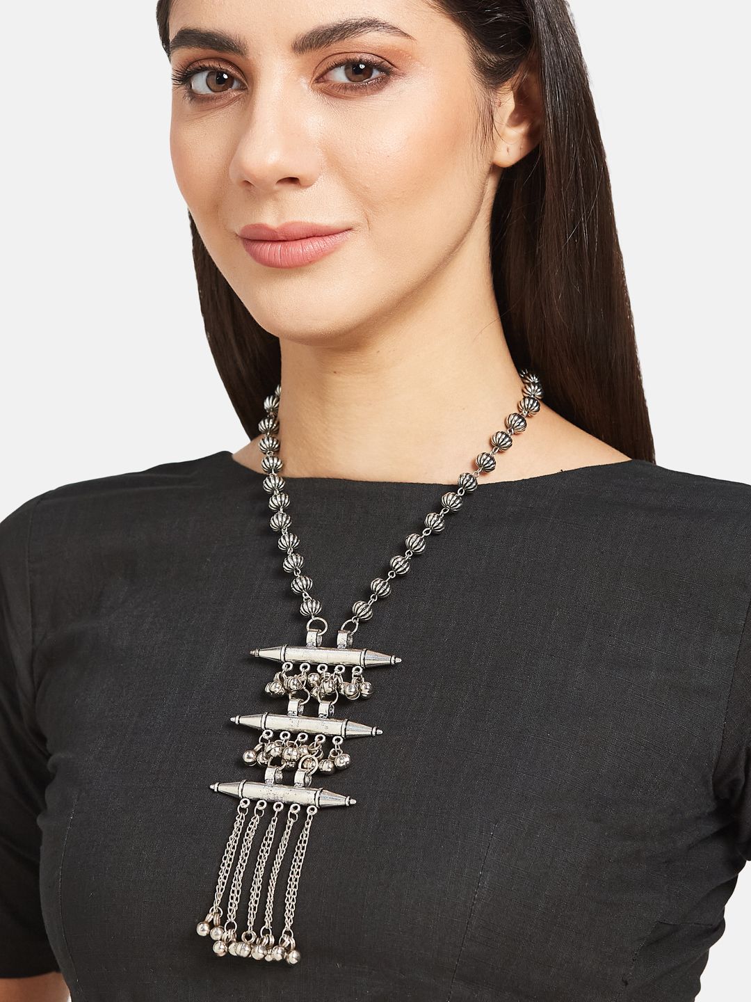 ATIBELLE Silver-Plated German Silver Beaded Necklace