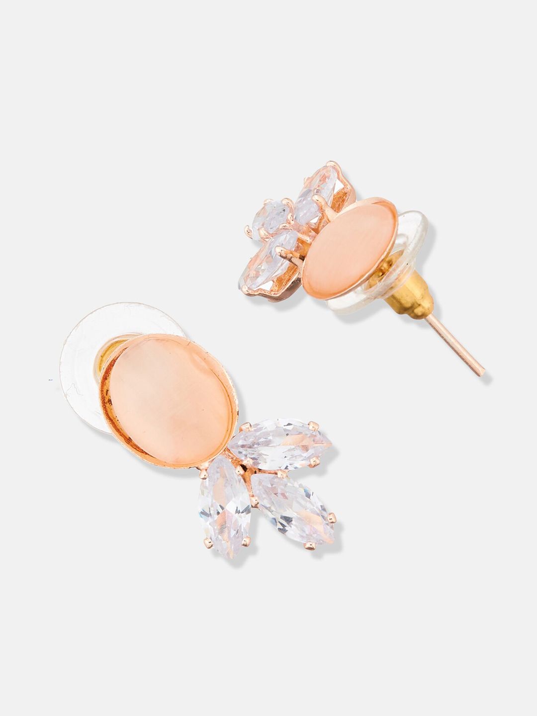 ATIBELLE Rose Gold-Plated Beaded & CZ-Studded Floral Shaped Choker Jewellery Set