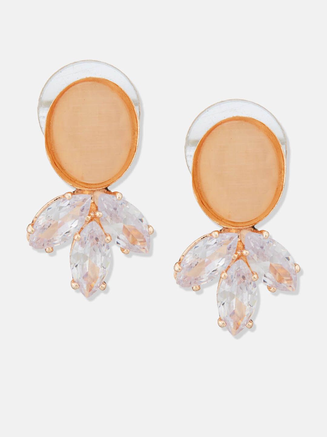 ATIBELLE Rose Gold-Plated Beaded & CZ-Studded Floral Shaped Choker Jewellery Set