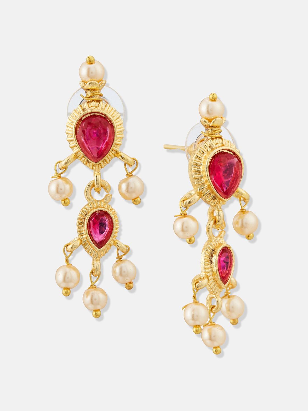 ATIBELLE Gold-Plated Stones-Studded & Beaded Mangalsutra
