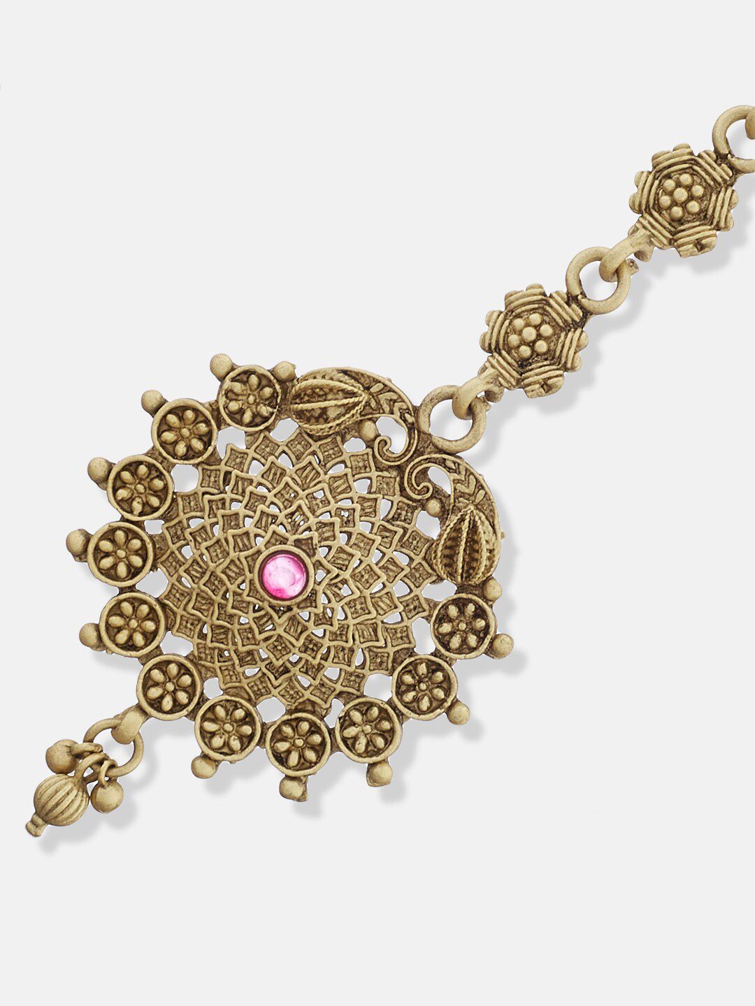 ATIBELLE Gold-Plated Stones Studded and Beads Maang Tikka