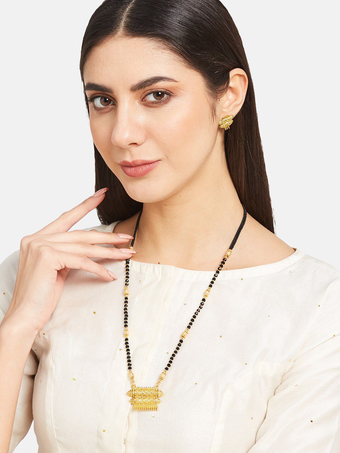 ATIBELLE Gold-Plated Beaded Mangalsutra