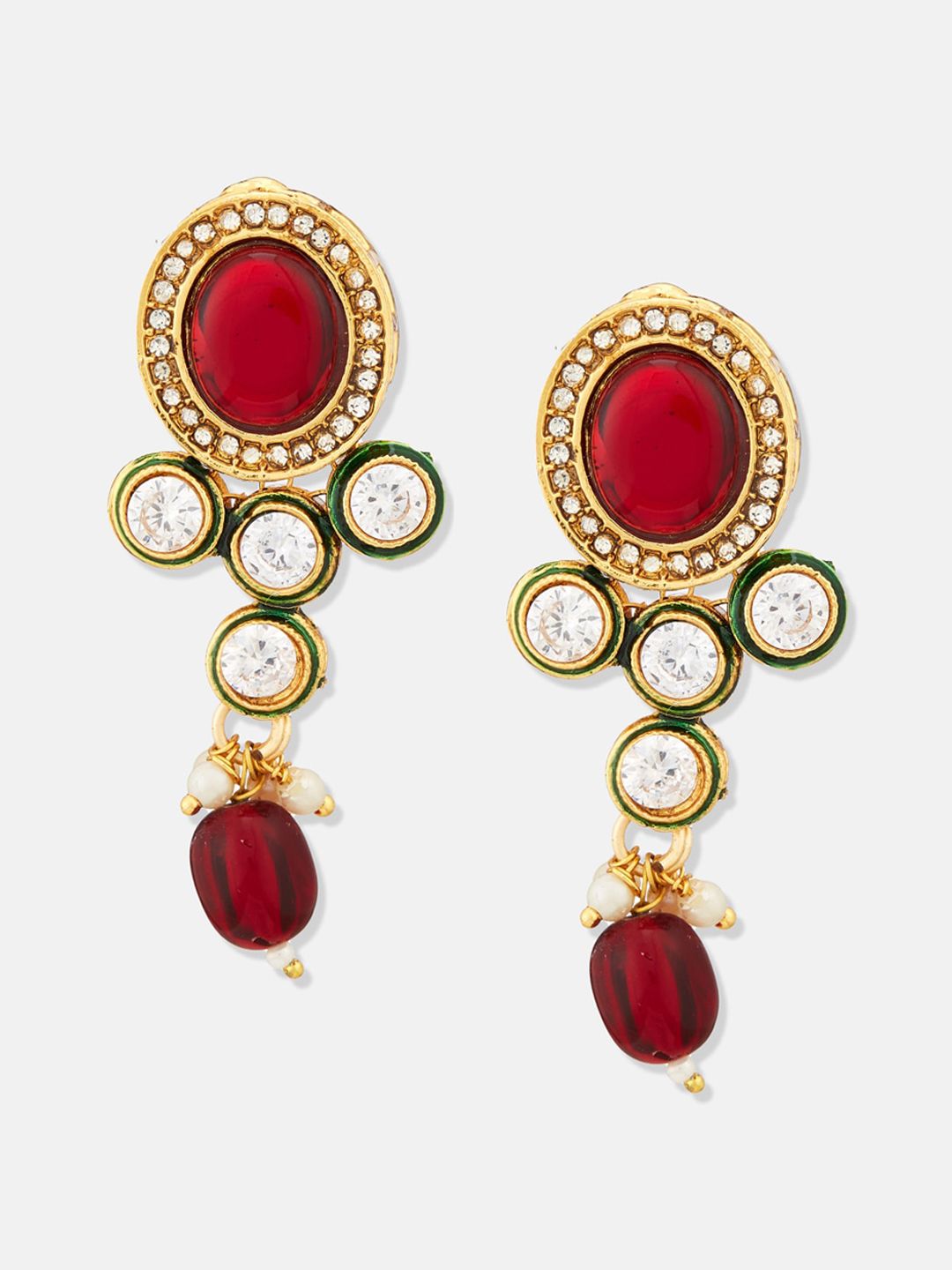 ATIBELLE Gold-Plated Kundan-Studded & Beaded Jewellery Set