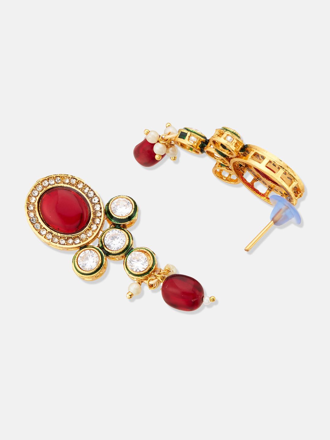 ATIBELLE Gold-Plated Kundan-Studded & Beaded Jewellery Set