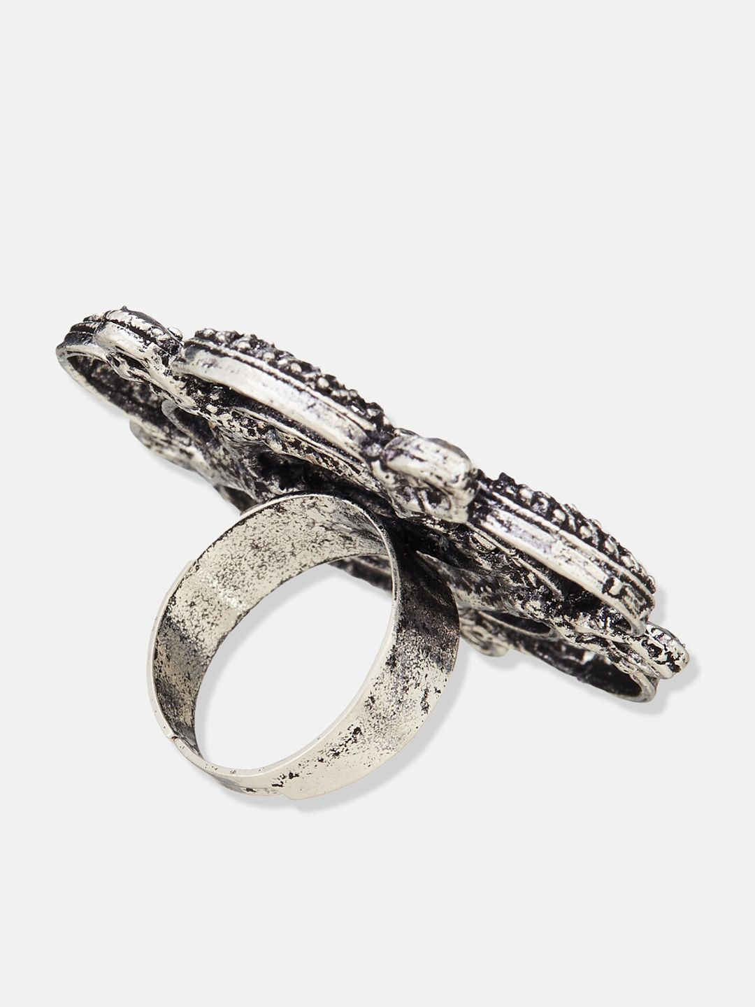 ATIBELLE German Silver Plated Stone Studded Finger Ring