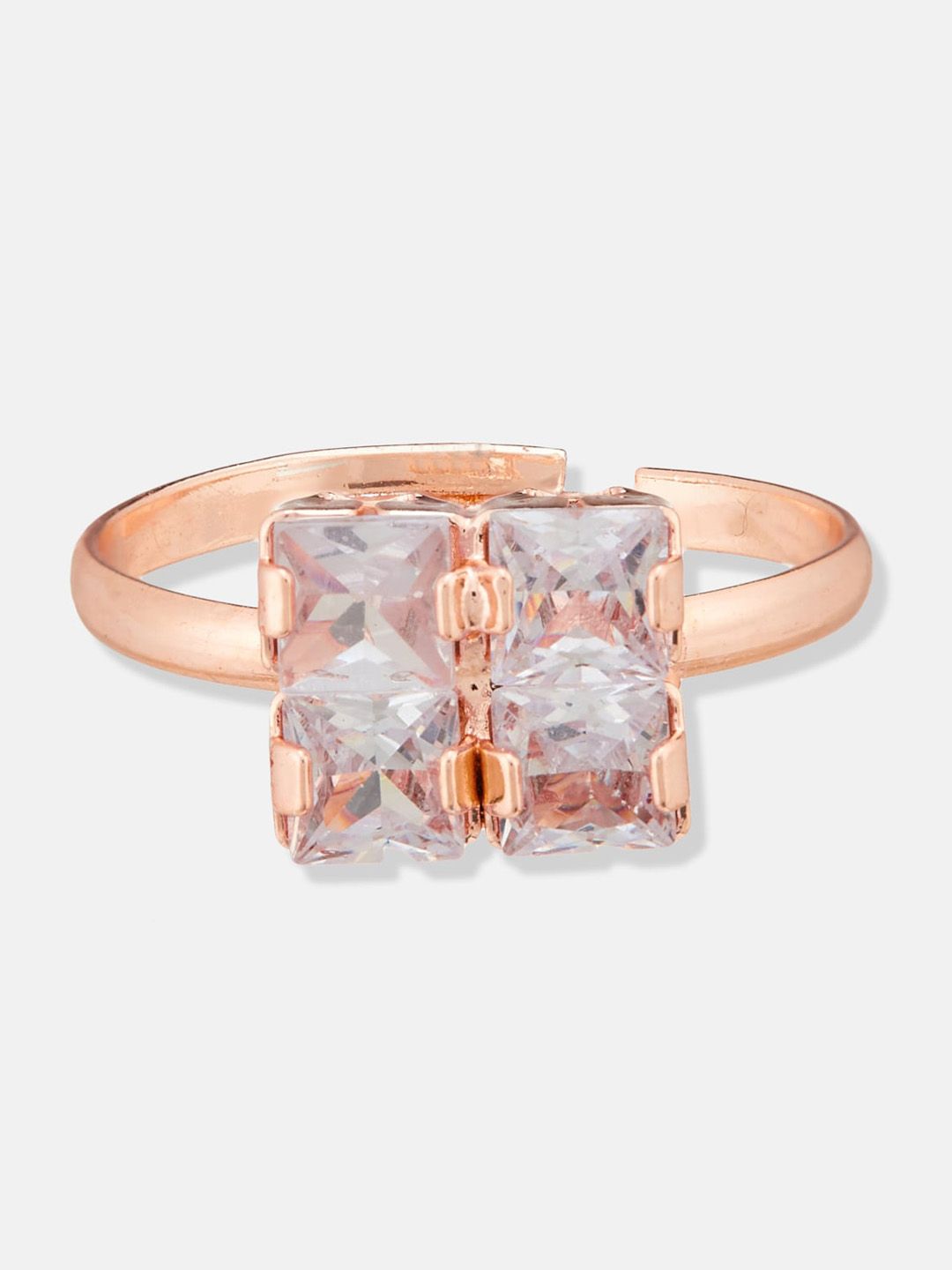 ATIBELLE Rose Gold-Plated CZ-Studded & Beaded Choker Jewellery Set