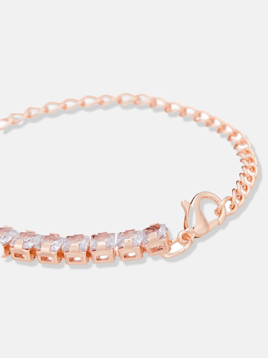 ATIBELLE Rose Gold-Plated CZ-Studded & Beaded Choker Jewellery Set