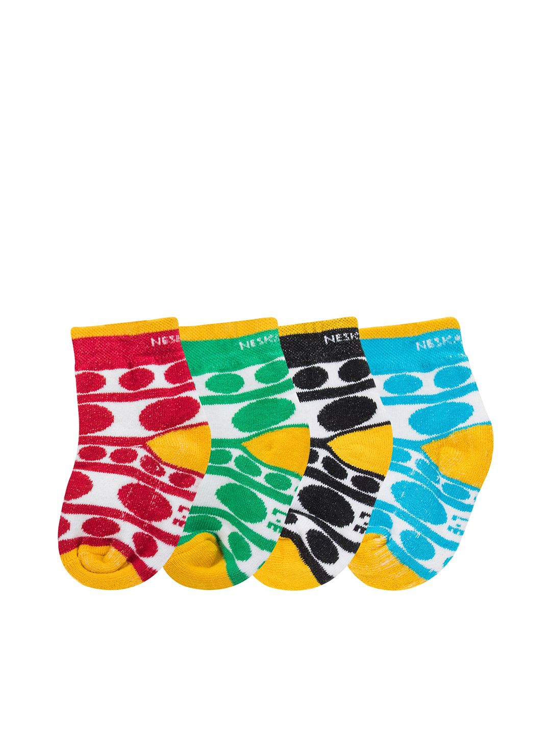 BAESD Kids Pack Of 4 Polka Dots Patterned Breathable Ankle-Length Socks-image-26