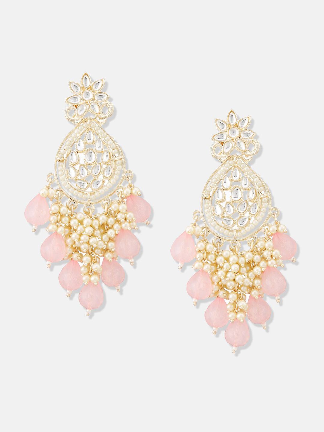 ATIBELLE Gold-Plated Kundan-Studded Contemporary Chandbalis