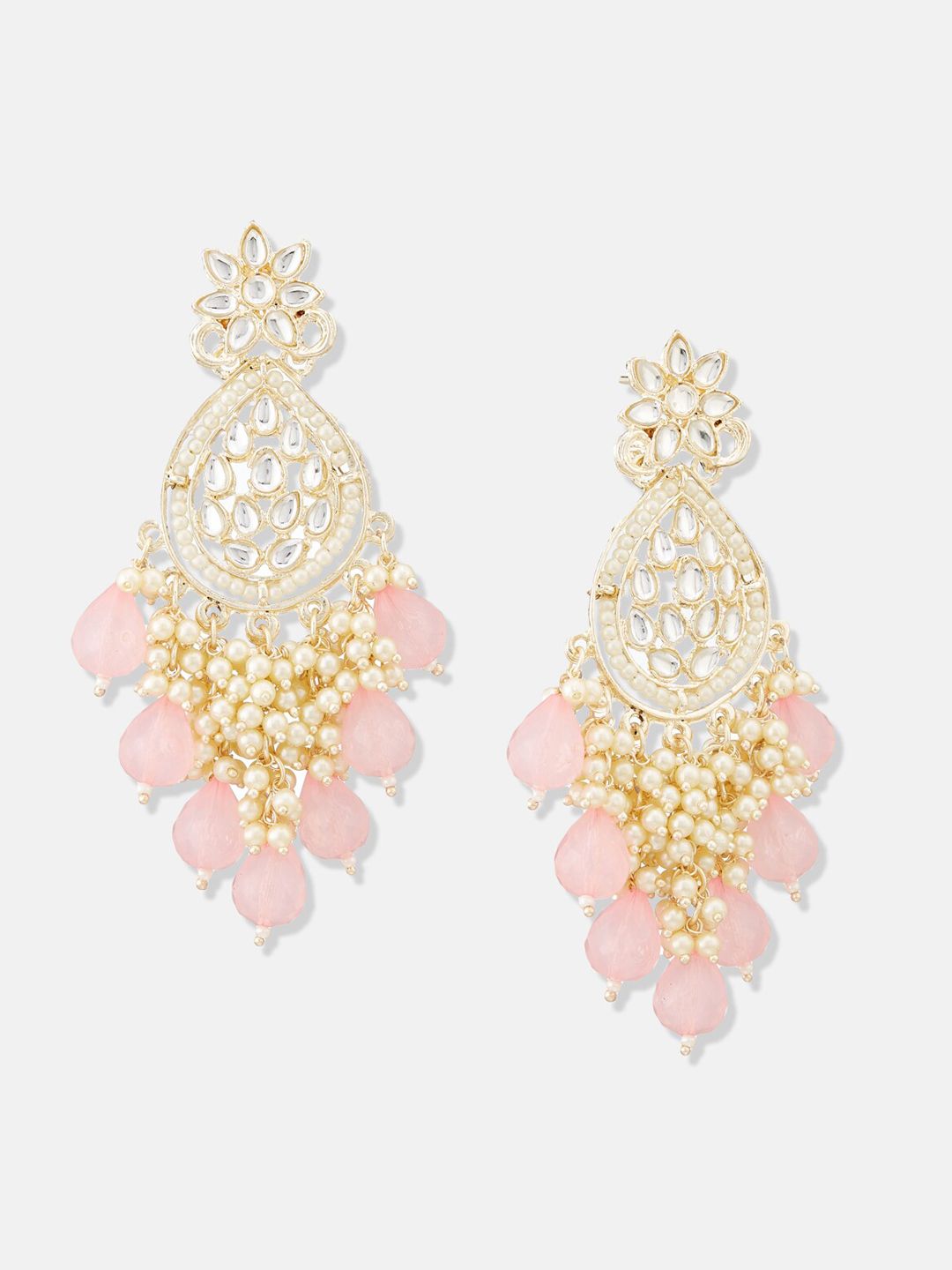 ATIBELLE Gold-Plated Kundan-Studded Contemporary Chandbalis