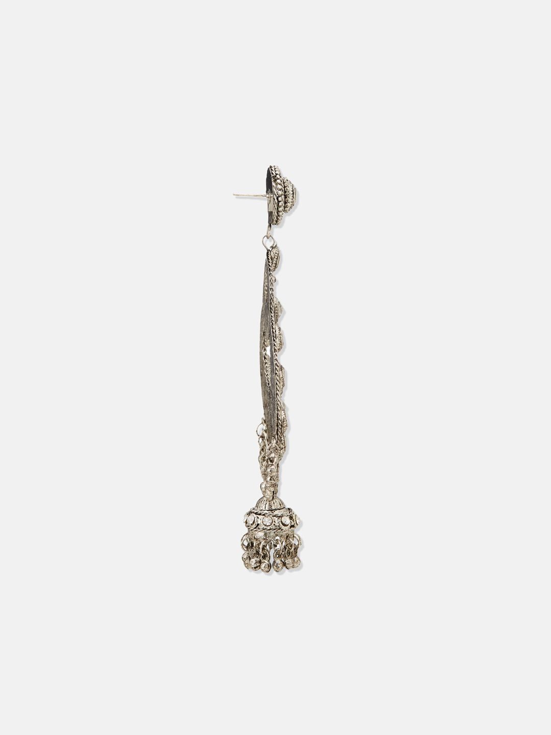 ATIBELLE Silver-Plated Kundan-Studded Contemporary Chandbalis