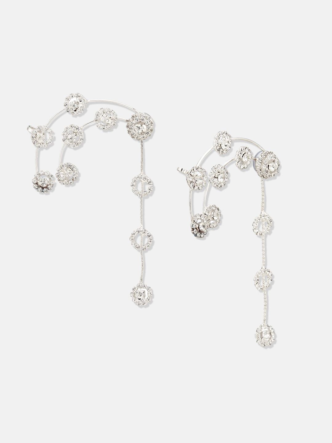 ATIBELLE Silver-Plated Contemporary Ear Cuff Earrings