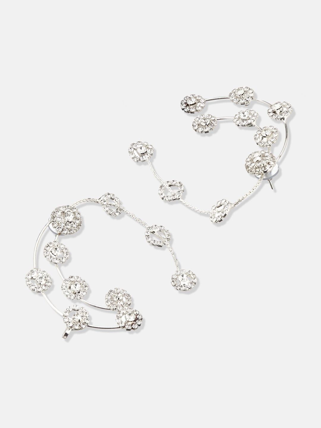 ATIBELLE Silver-Plated Contemporary Ear Cuff Earrings