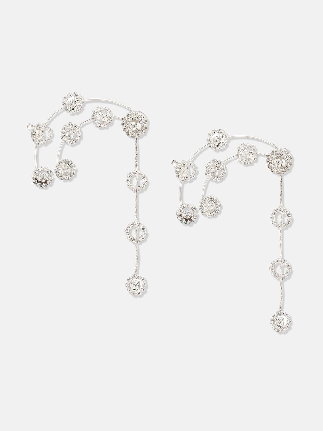 ATIBELLE Silver-Plated Contemporary Ear Cuff Earrings