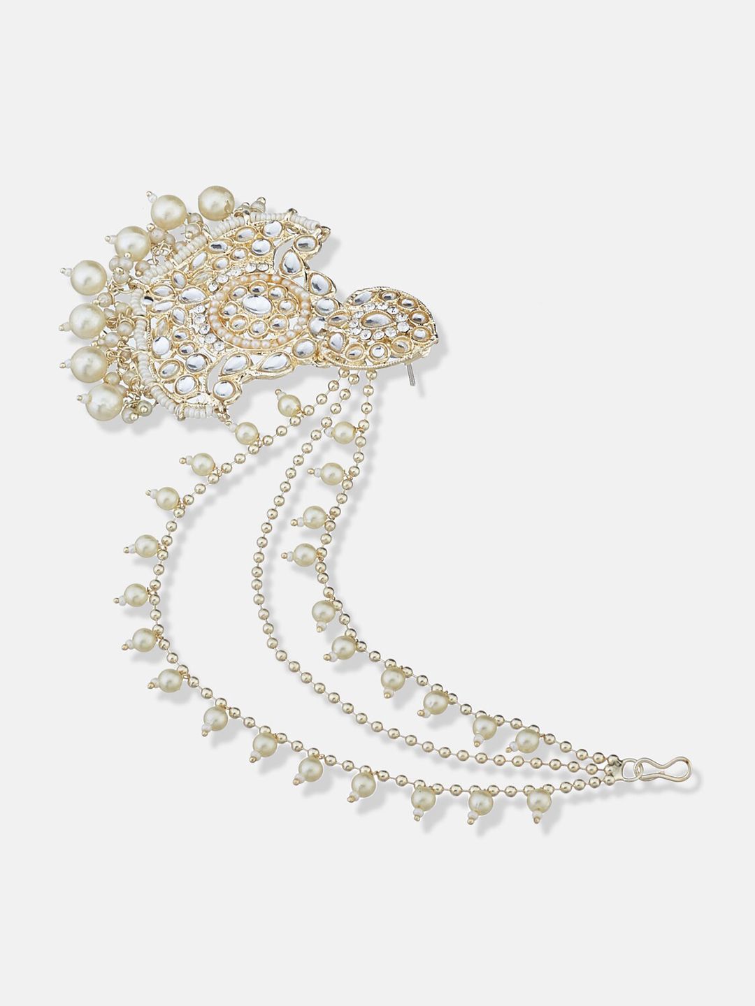 ATIBELLE Gold-Plated Kundan-Studded Contemporary Chandbalis