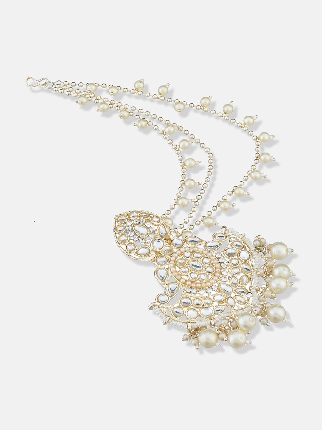 ATIBELLE Gold-Plated Kundan-Studded Contemporary Chandbalis