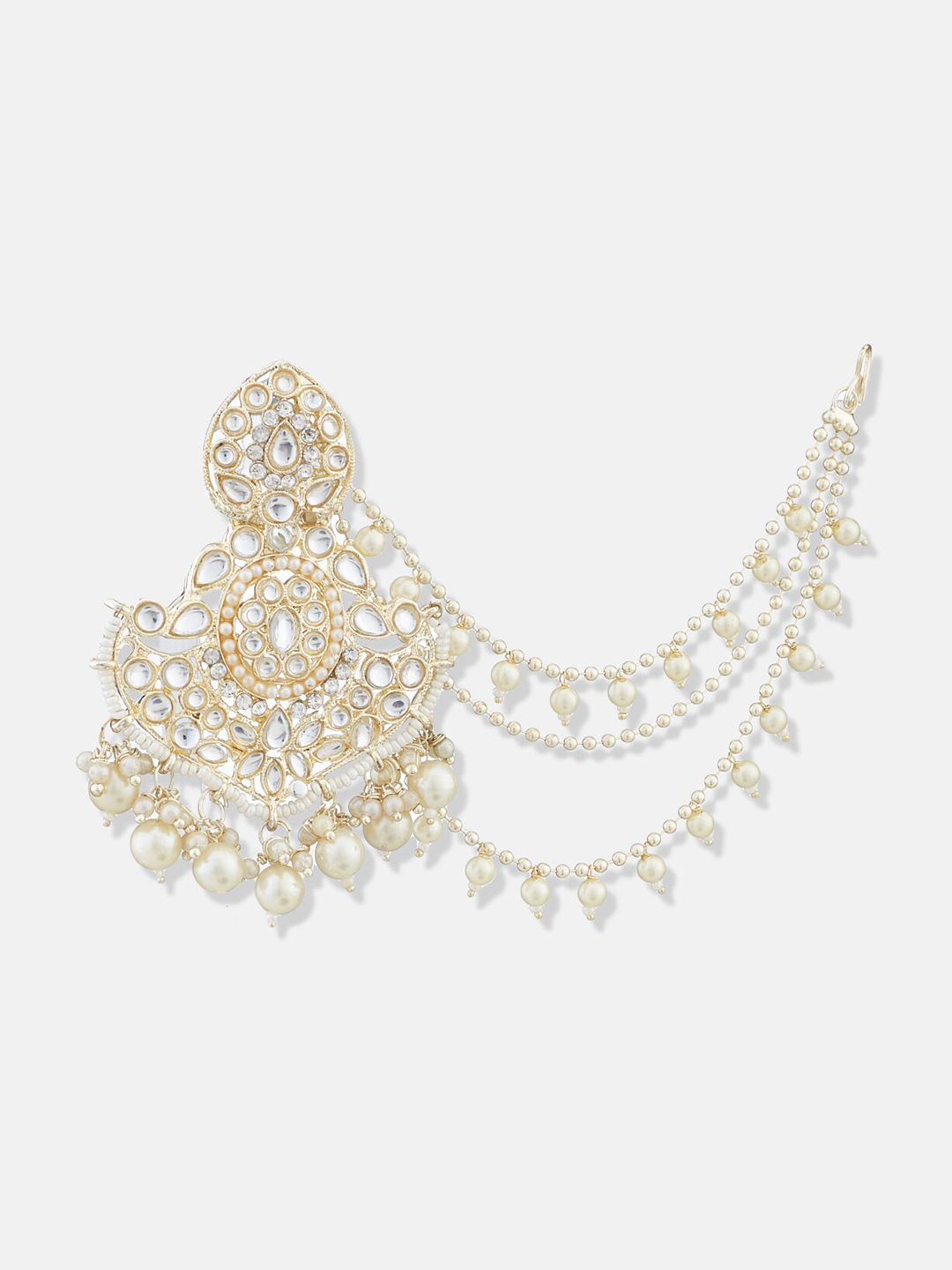 ATIBELLE Gold-Plated Kundan-Studded Contemporary Chandbalis