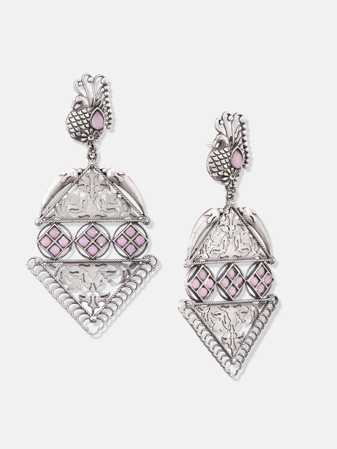 ATIBELLE Silver Plated Contemporary Jhumkas