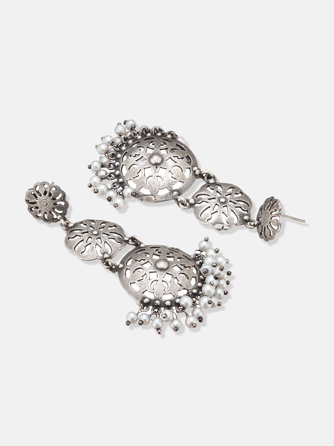 ATIBELLE Silver Plated Contemporary Chandbalis