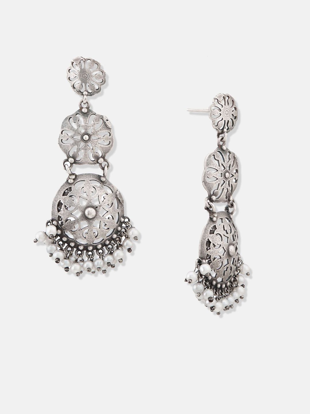 ATIBELLE Silver Plated Contemporary Chandbalis