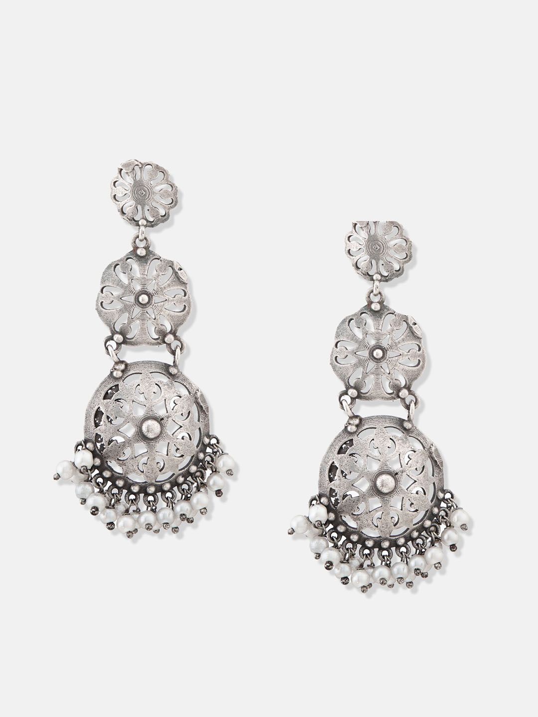 ATIBELLE Silver Plated Contemporary Chandbalis