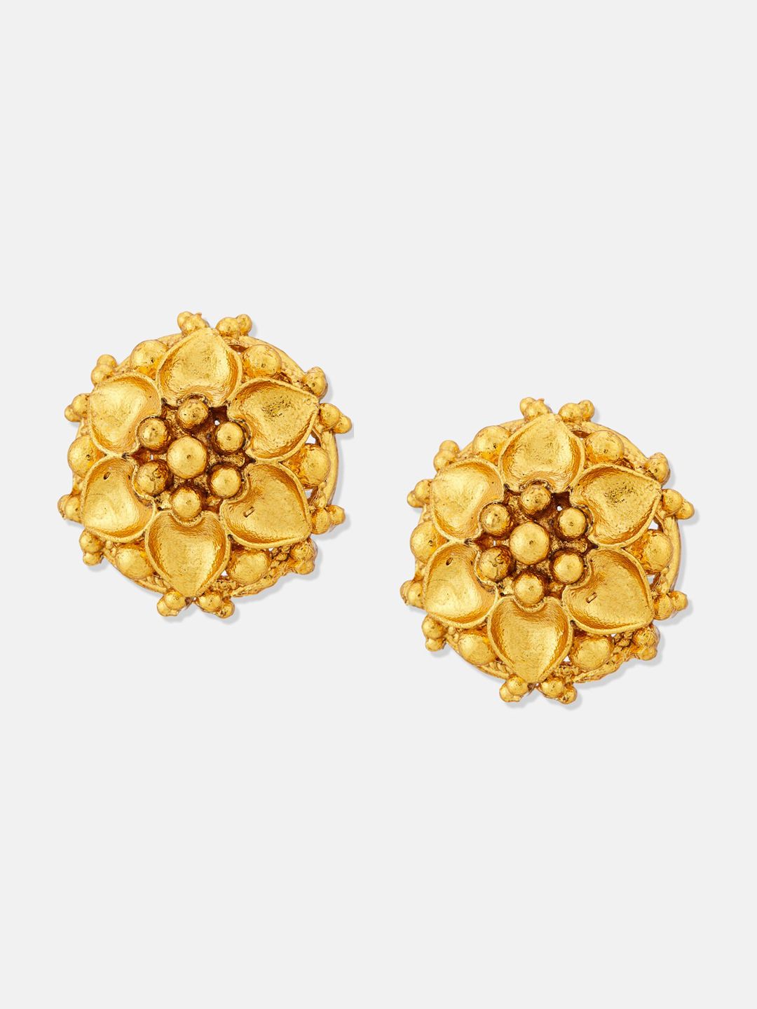 ATIBELLE Set Of 2 Gold Plated Meenakari Floral Shaped Studs Earrings