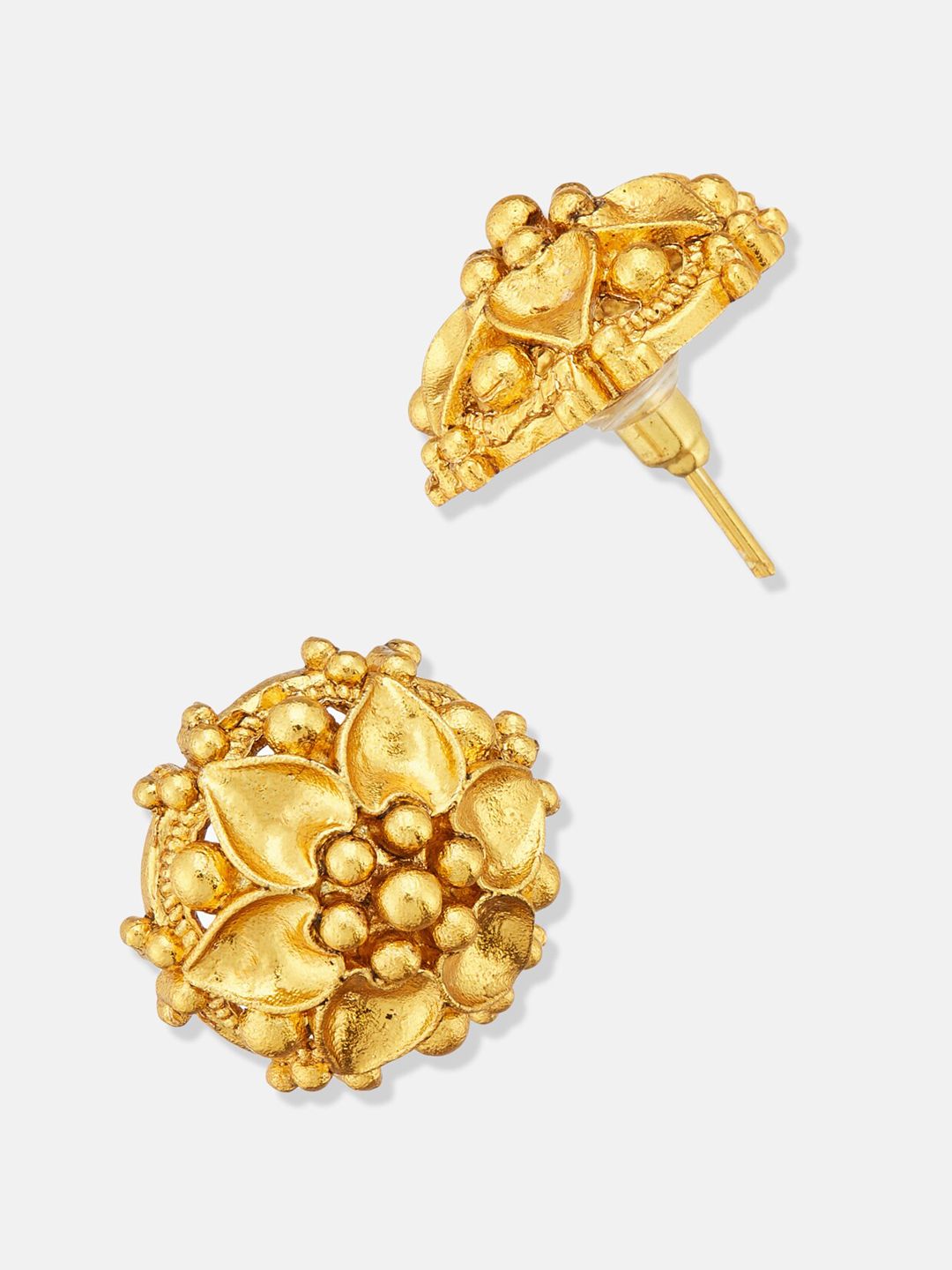 ATIBELLE Set Of 2 Gold Plated Meenakari Floral Shaped Studs Earrings