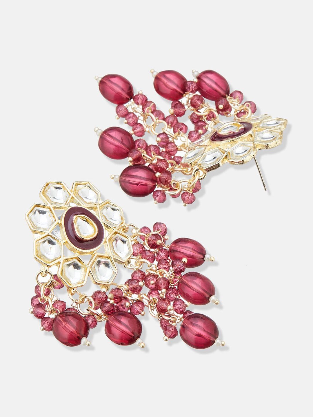 ATIBELLE Gold-Plated Kundan-Studded Contemporary Drop Earrings