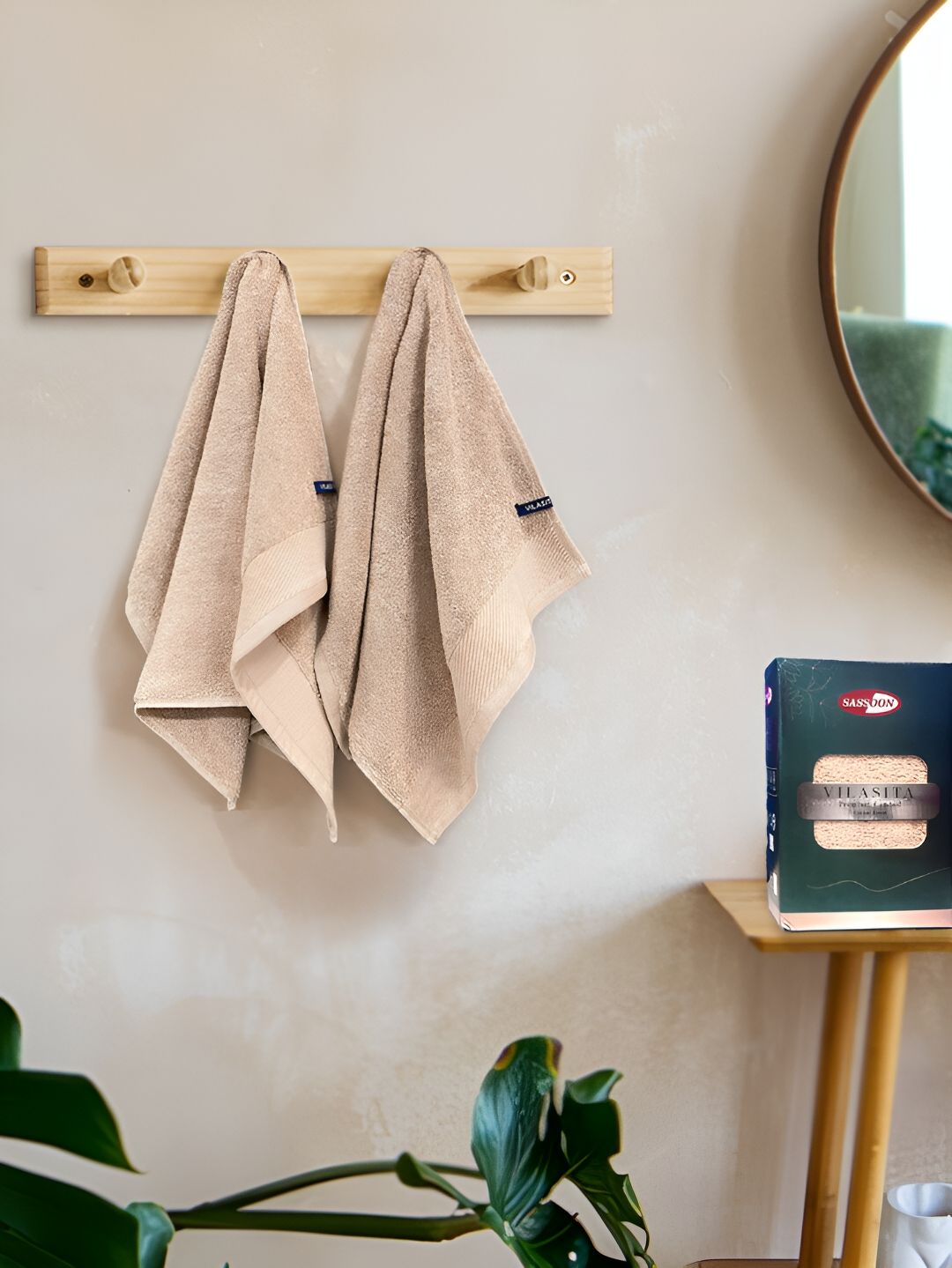 Sassoon Brown 2 Pieces 650 GSM Cotton Hand Towels-image-41