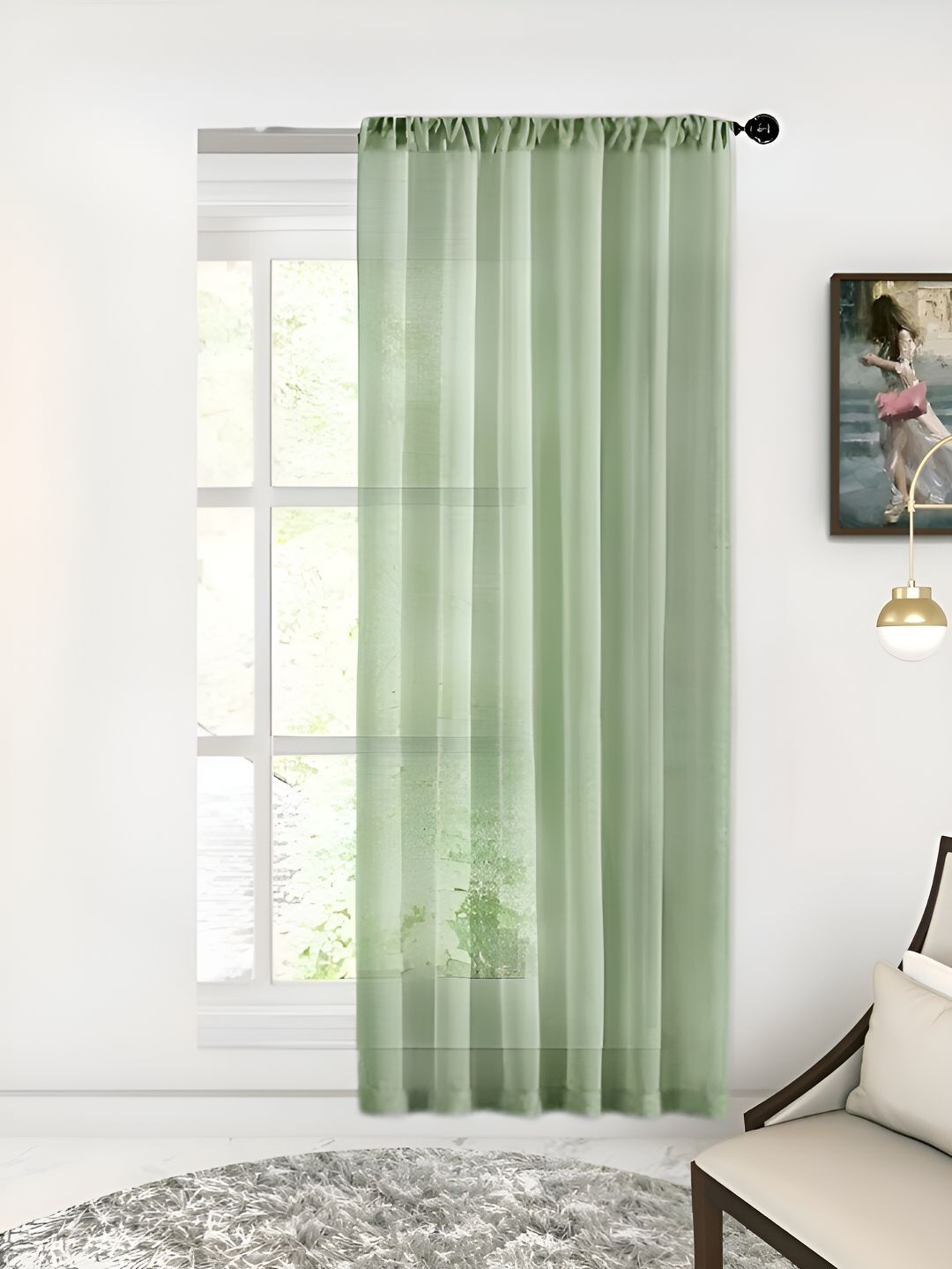 THE CONVERSION Green Sheer Long Door Curtain-image-5