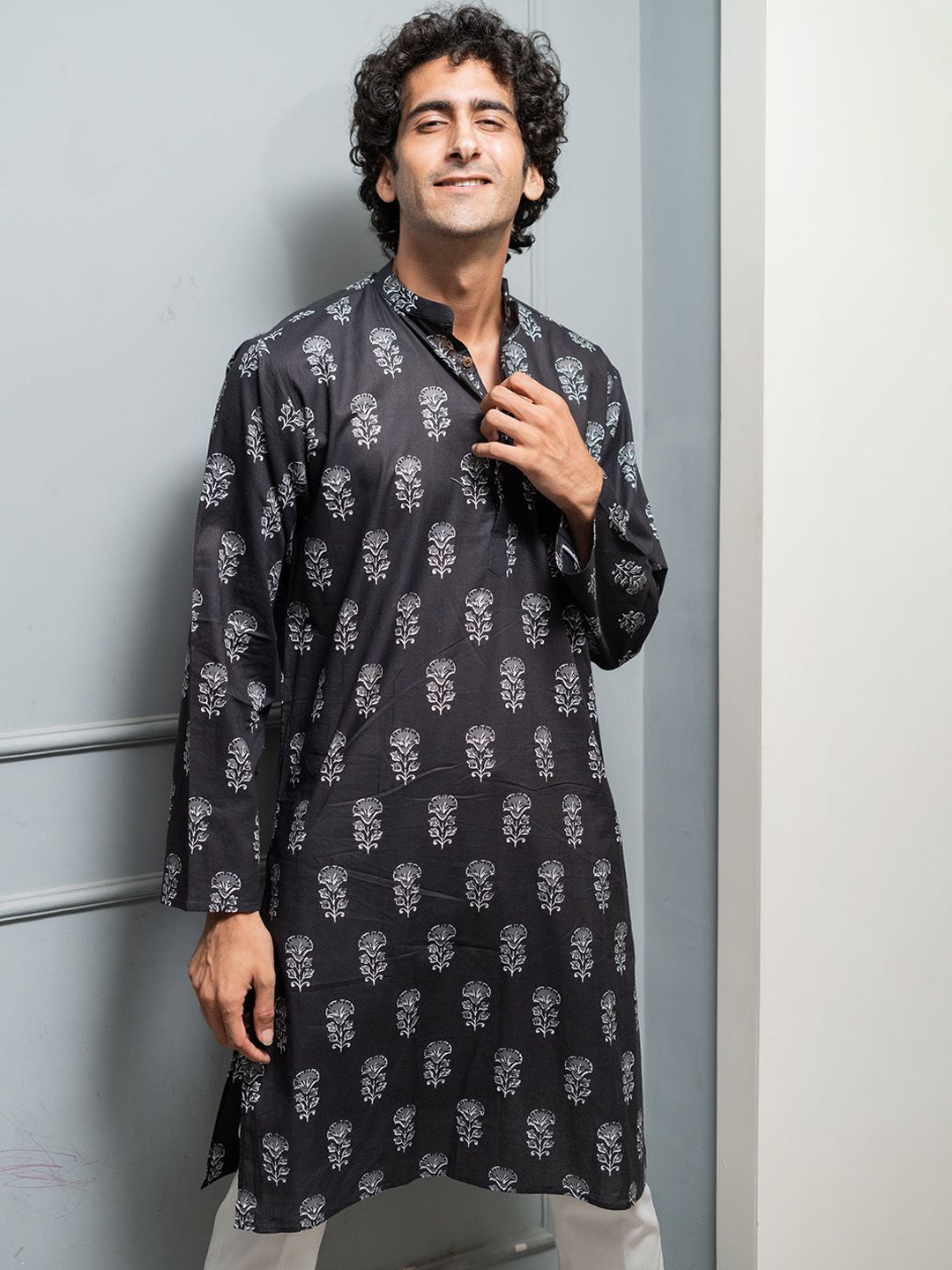 Shasak Floral Printed Straight Cotton Kurta-picture-36