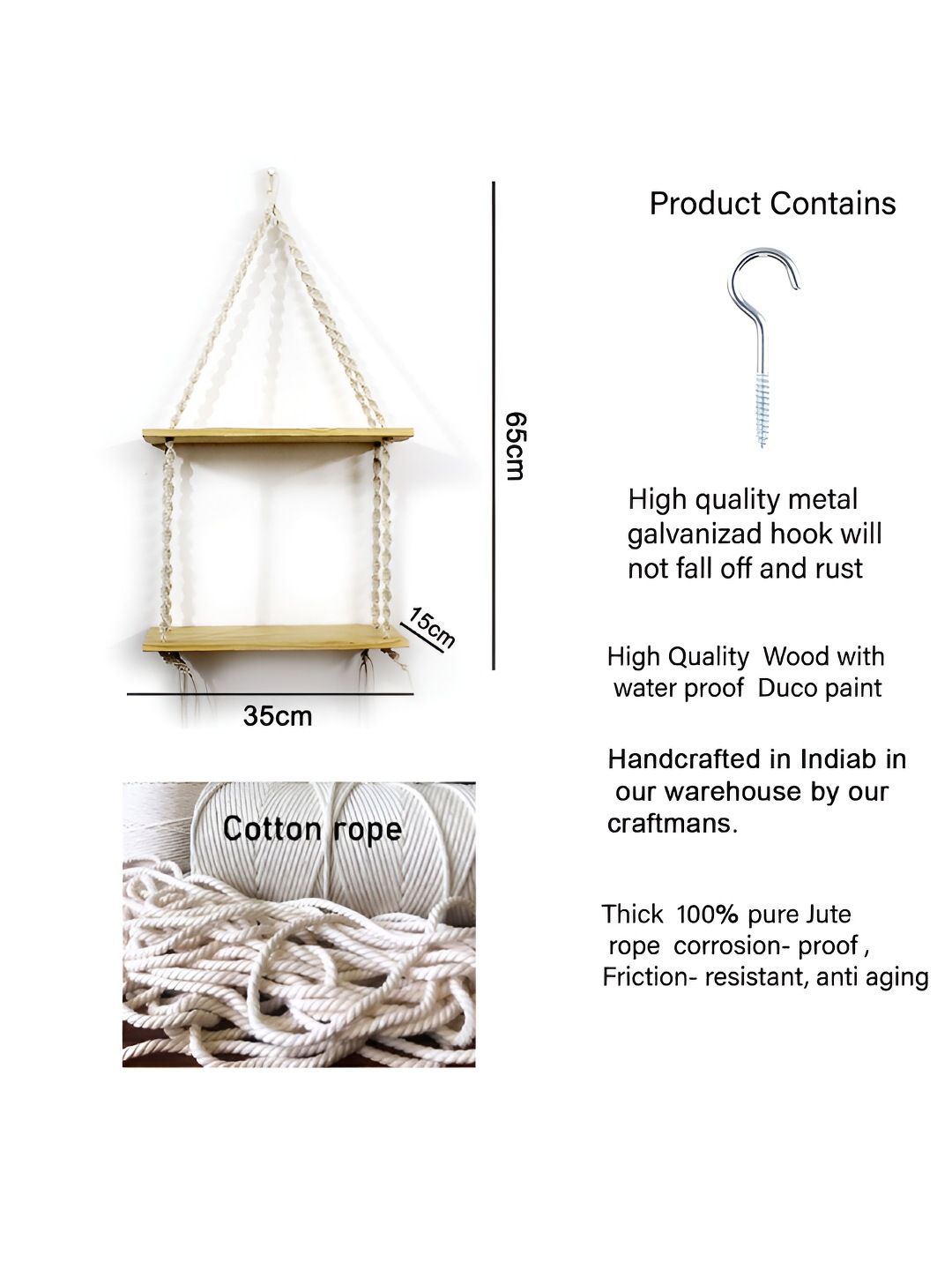 VAH Kya Bat Hai !! White & Brown Marcame 2 Layers Wall Hanging Shelves-image-1