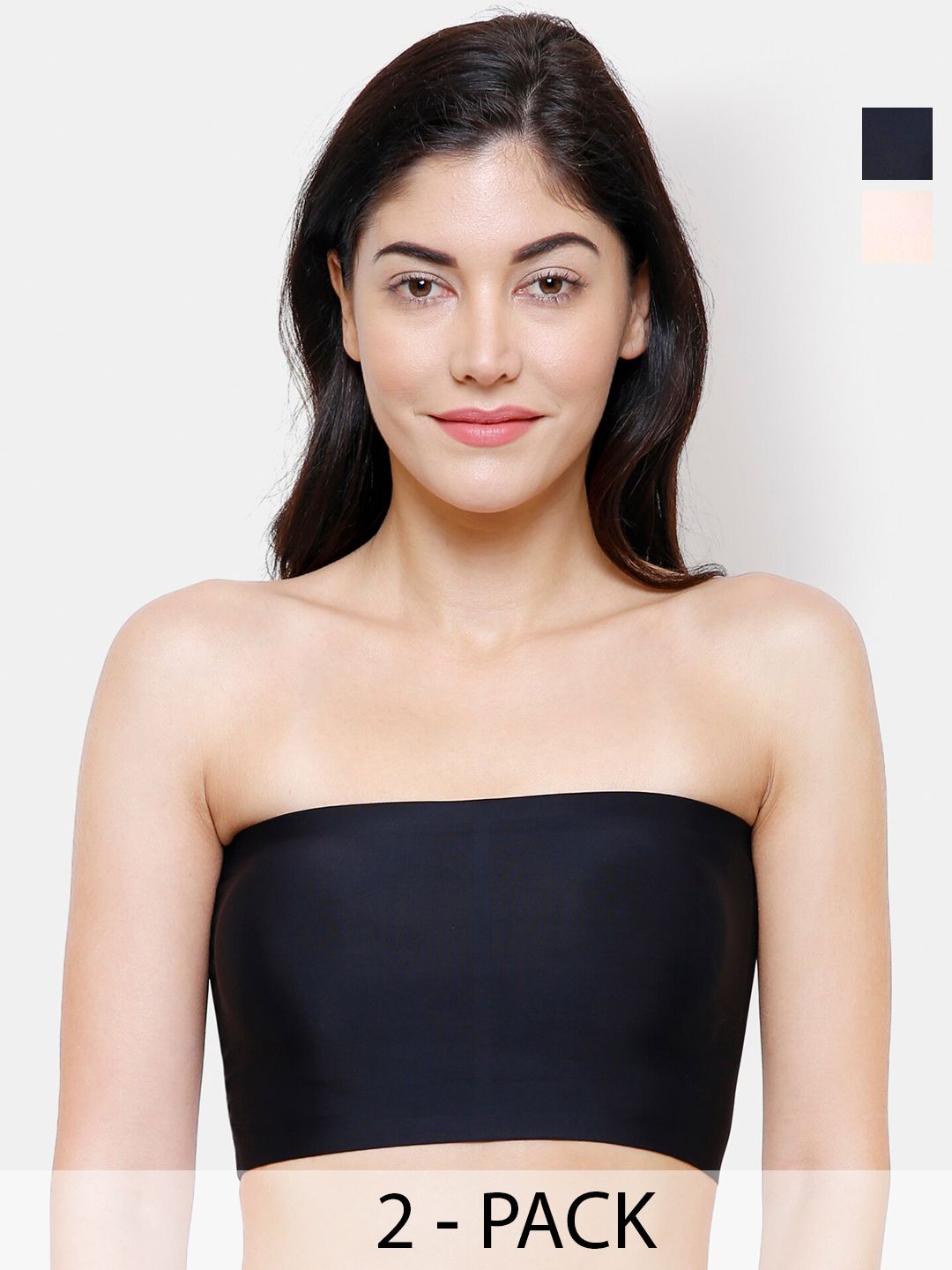 FashionRack Pack Of 2 All Day Comfort Bandeau Bra Half Coverage Lightly Padded
