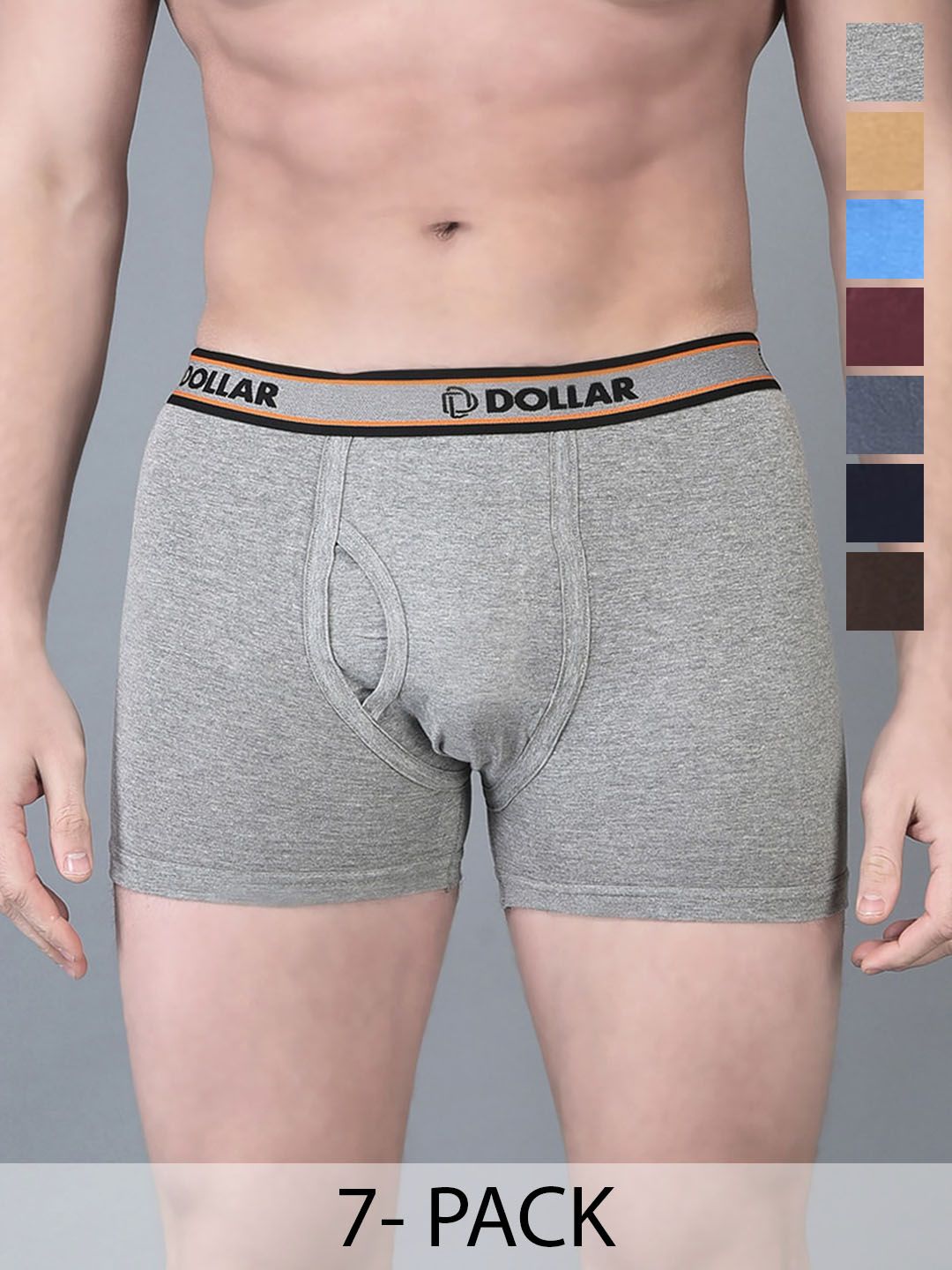 Dollar Bigboss Men Solid Pack of 7 Combed Cotton Interlock Trunks-picture-36