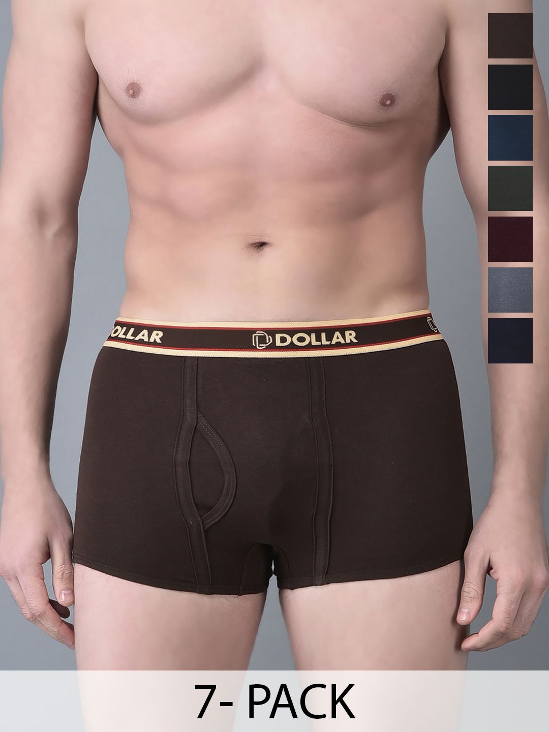 Dollar Bigboss Pack of 7 Combed Cotton Double Pouch Support Trunks-picture-38