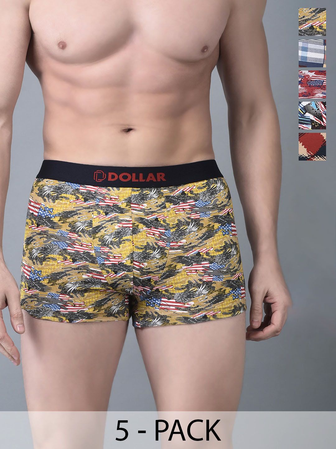 Dollar Bigboss Pack Of 5 Assorted Combed Cotton Trunks MBTR-14-TRNDPRNT-PO5-CO1-S24-picture-10