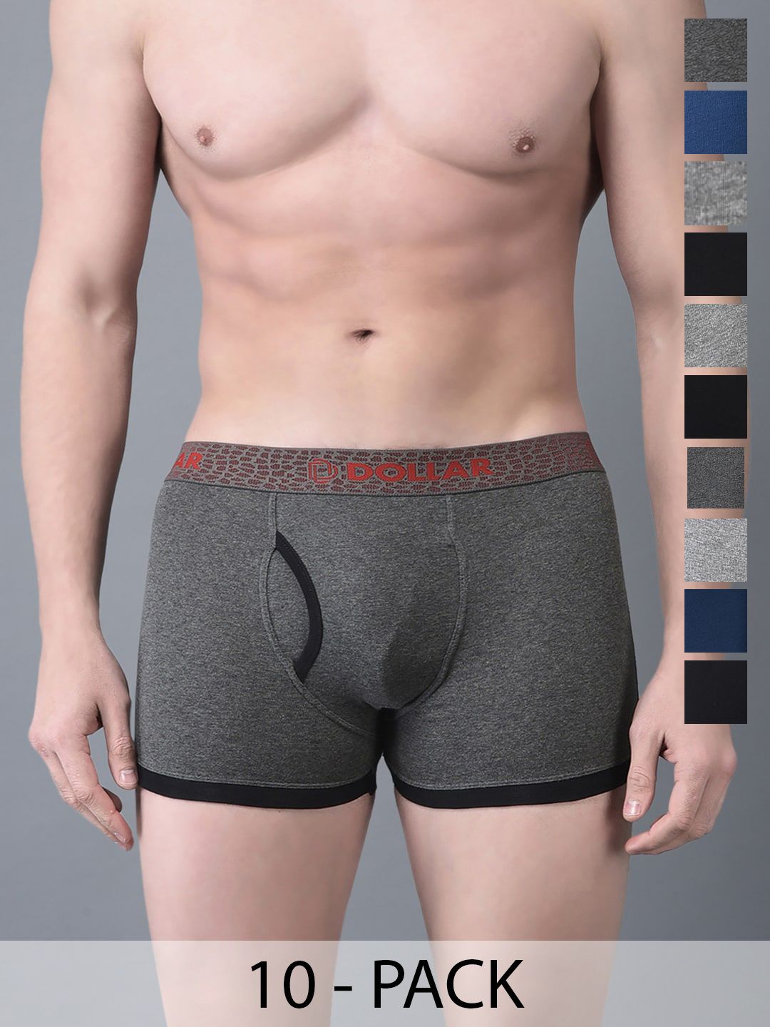 Dollar Bigboss Pack of 10 Combed Cotton Contoured Pouch Support Trunks-picture-29