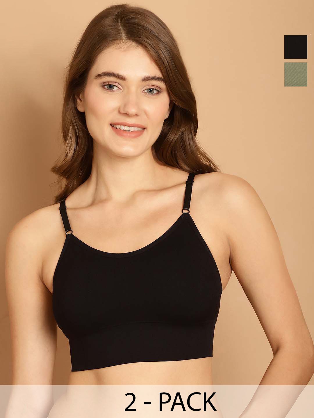 Friskers Pack of 2 Full Coverage  Lightly Padded Dry Fit Sports Bras With All Day Comfort