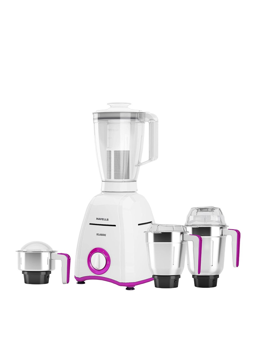 Havells Klassic White & Purple 5 Pcs 750 W Hands Free Twisting Juice Filter Mixer Grinder-picture-35